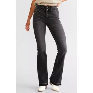 Flying Monkey High Rise Boot Cut Stretch Jeans Released Hem Black Gray Size 25